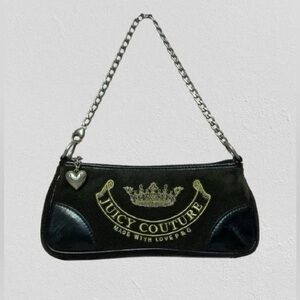 Vintage Juicy Couture Black Mini Purse Baguette Small Shoulder Purse